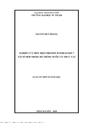 Nghiên Cứu Biểu Hiện Protein Interleukin 7 Tái Tổ Hợp 