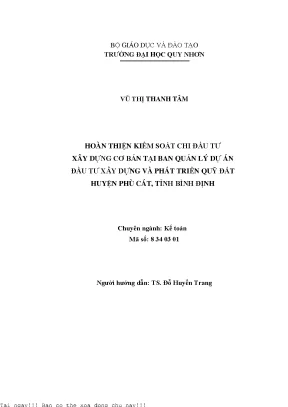 Hoàn thiện kiểm soát chi đầu tư xây dựng tại Ban quản lý