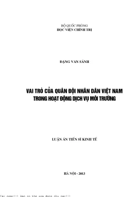 Vai Trò Của Quân Đội Nhân Dân Việt Nam Trong Dịch Vụ Môi