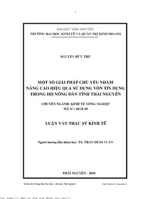 Giải Pháp Nâng Cao Hiệu Quả Sử Dụng Vốn Tín Dụng Trong
