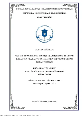 Các Yếu Tố Ảnh Hưởng Đến Lựa Chọn Công Ty Chứng Khoán