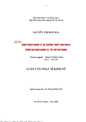 Quản lý và Thực trạng Thu Bảo hiểm Xã hội tại Quận 12,