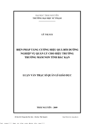 Biện Pháp Tăng Cường Hiệu Quả Bồi Dưỡng Nghiệp Vụ Quản