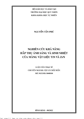 Nghiên Cứu Khả Năng Hấp Thụ Ánh Sáng và Sinh Nhiệt của