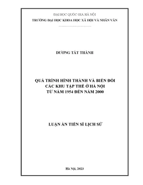 Quá Trình Hình Thành và Biến Đổi Các Khu Tập Thể Ở Hà