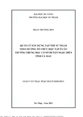 Quản Lý Xây Dựng Tập Thể Sư Phạm Tại Trường Trung Học Cơ