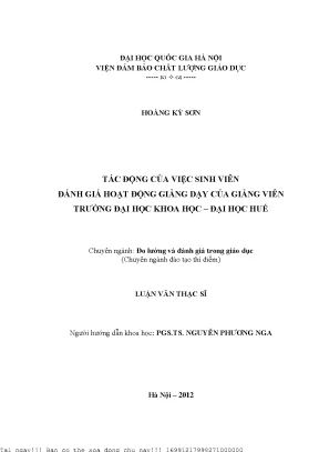 Đánh Giá Hoạt Động Giảng Dạy Của Giảng Viên Từ Góc Nhìn