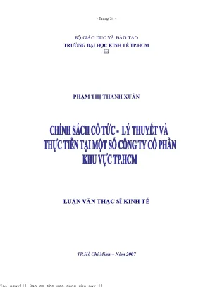 Chính Sách Cổ Tức Tại Các Công Ty Cổ Phần: Phân Tích và