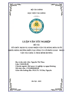 Tổ Chức Dịch Vụ Giao Nhận Vận Tải Hàng Hóa Xuất Khẩu 