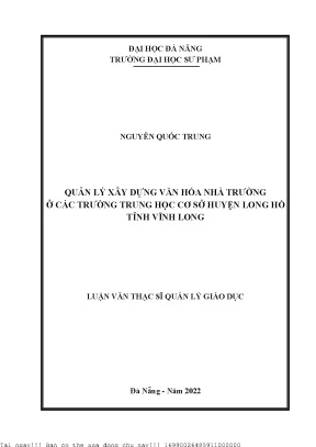 Quản Lý Xây Dựng Văn Hóa Nhà Trường Tại Các Trường Trung