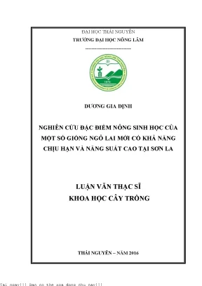 Nghiên Cứu Đặc Điểm Nông Sinh Học Của Giống Ngô Lai Chịu
