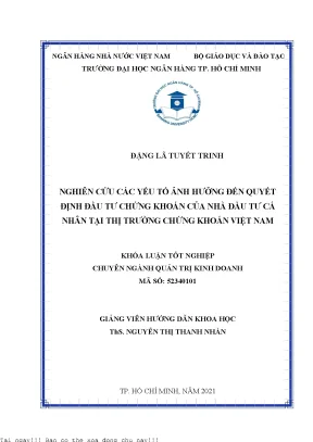 Yếu Tố Ảnh Hưởng Đến Quyết Định Đầu Tư Chứng Khoán Của