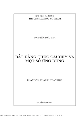 Bất Đẳng Thức Cauchy: Nghiên Cứu và Ứng Dụng Trong Toán Học