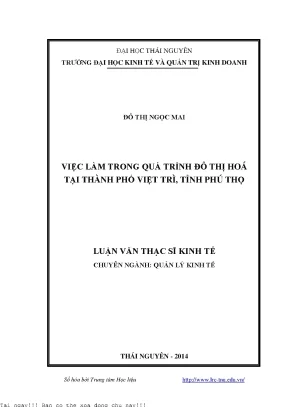 Việc Làm Trong Quá Trình Đô Thị Hóa Tại Thành Phố Việt