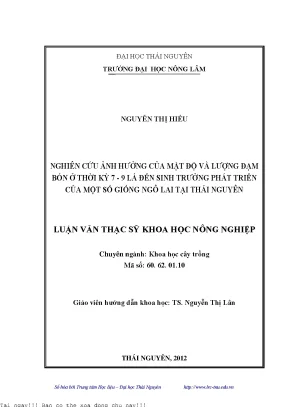 Ảnh hưởng của mật độ và lượng đạm bón đến sinh trưởng
