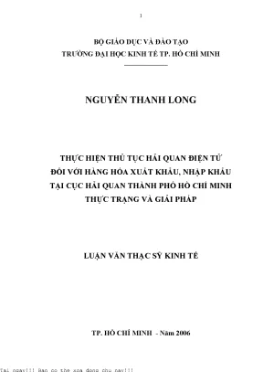 Thủ Tục Hải Quan Điện Tử Tại Cục Hải Quan TP. Hồ Chí 