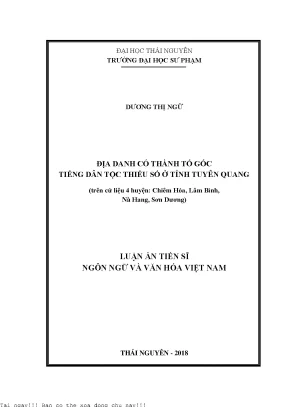 Nghiên Cứu Địa Danh Gốc Dân Tộc Thiểu Số Tại Tỉnh Tuyên 