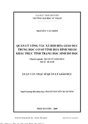 Quản Lý Công Tác Xã Hội Hóa Giáo Dục Trung Học Cơ Sở