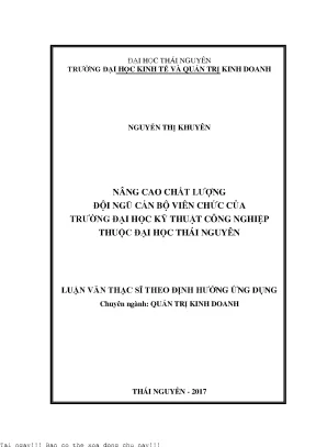 Nâng Cao Chất Lượng Đội Ngũ Cán Bộ Viên Chức Tại Trường 