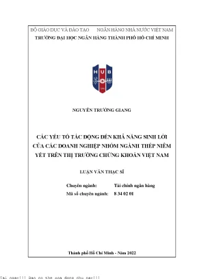 Các yếu tố ảnh hưởng đến khả năng sinh lời của doanh