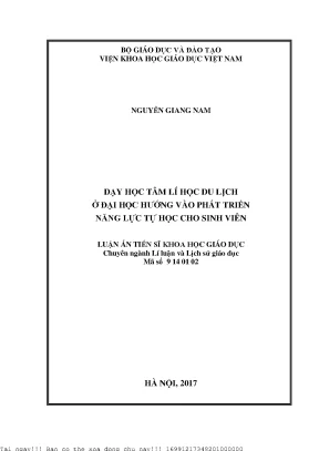 Phát Triển Năng Lực Tự Học Qua Dạy Học Tâm Lý Học Du 
