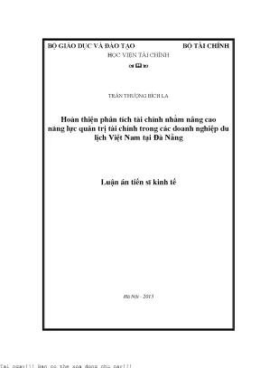 Nâng cao năng lực quản trị tài chính doanh nghiệp du