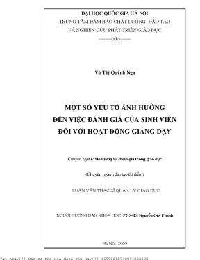 Yếu Tố Ảnh Hưởng Đến Đánh Giá Hoạt Động Giảng Dạy Của