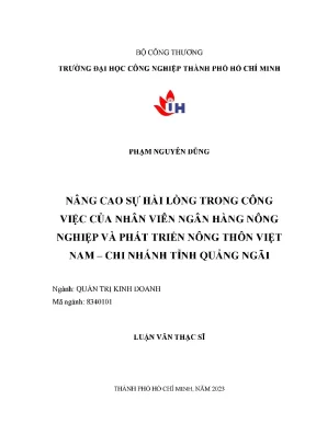 Nâng Cao Sự Hài Lòng Của Nhân Viên Ngân Hàng Nông Nghiệp