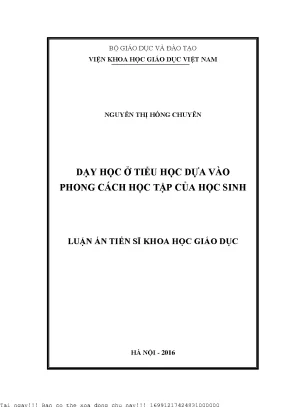 Dạy Học Tiểu Học Dựa Vào Phong Cách Học Tập Của Học Sinh