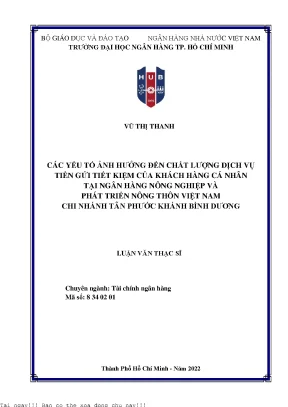 Các Yếu Tố Ảnh Hưởng Đến Chất Lượng Dịch Vụ Tiền Gửi