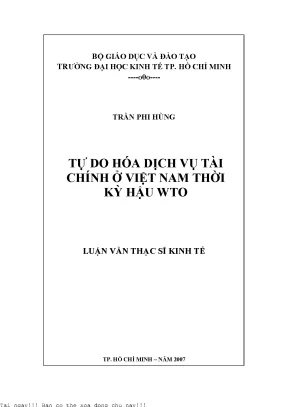 Tự Do Hóa Dịch Vụ Tài Chính Ở Việt Nam Thời Kỳ Hậu WTO
