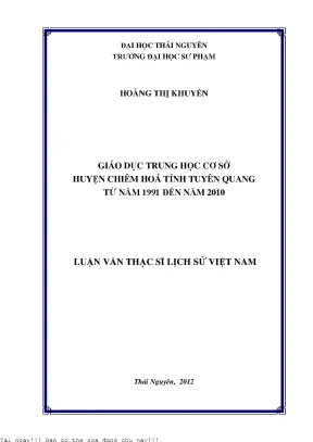Phát Triển Giáo Dục Trung Học Cơ Sở Huyện Chiêm Hóa Từ