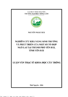 Nghiên Cứu Khả Năng Sinh Trưởng Của Tổ Hợp Ngô Lai Tại