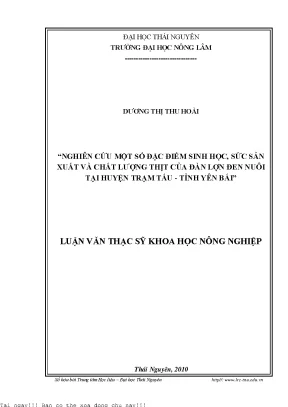 Nghiên Cứu Đặc Điểm Sinh Học và Chất Lượng Thịt Lợn Đen 