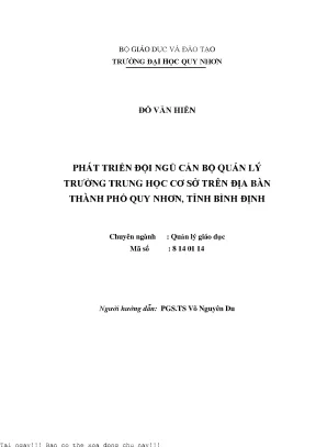 Phát Triển Đội Ngũ Cán Bộ Quản Lý Trường Trung Học Cơ Sở