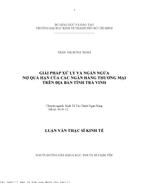 Giải Pháp Ngăn Ngừa Nợ Quá Hạn Tại Ngân Hàng Thương Mại