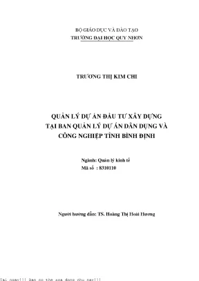 Quản Lý Dự Án Đầu Tư Xây Dựng Tại Bình Định: Thực Trạng