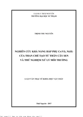 Nghiên Cứu Khả Năng Hấp Phụ Cr(VI) và Ni(II) Từ Than Chế