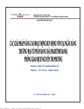 Các giải pháp nâng cao hoạt động huy động vốn tại ngân hàng thương mại cổ phần hàng hải maritime bank phòng giao dịch nguyễn tri phương