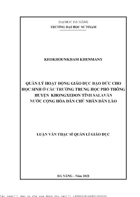 Quản Lý Hoạt Động Giáo Dục Đạo Đức Cho Học Sinh Trung