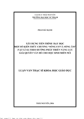 Xây Dựng Tiến Trình Dạy Học Vật Lý 12: Sóng Cơ và Sóng