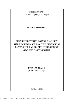 Quản Lý Phát Triển Đội Ngũ Giáo Viên Tiểu Học Tại Huyện