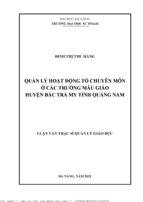 Quản Lý Hoạt Động Tổ Chuyên Môn Ở Trường Mẫu Giáo Huyện