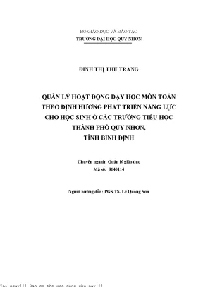 Quản Lý Hoạt Động Dạy Học Môn Toán Tại Trường Tiểu Học