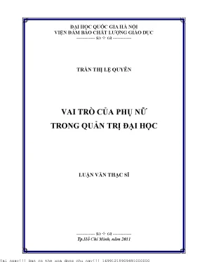 Vai Trò Của Phụ Nữ Trong Quản Trị Đại Học