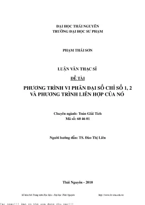 Nghiên Cứu Phương Trình Vi Phân Đại Số Chỉ Số 1 và 2