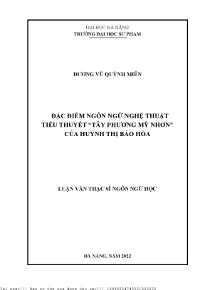 Nghiên Cứu Ngôn Ngữ Nghệ Thuật Trong Tiểu Thuyết Tây