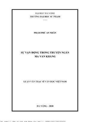 Sự Vận Động Trong Truyện Ngắn Ma Văn Kháng: Nghiên Cứu