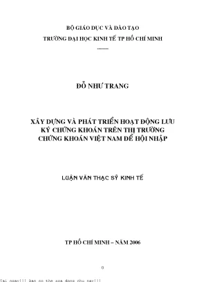 Phát Triển Hoạt Động Lưu Ký Chứng Khoán Tại Việt Nam