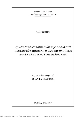 Quản Lý Hoạt Động Giáo Dục Ngoài Giờ Lên Lớp Tại Trường